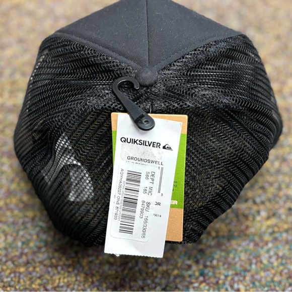 NEW! Quicksilver hat OSFA black SnapBack trucker mesh cap - Picture 3 of 8